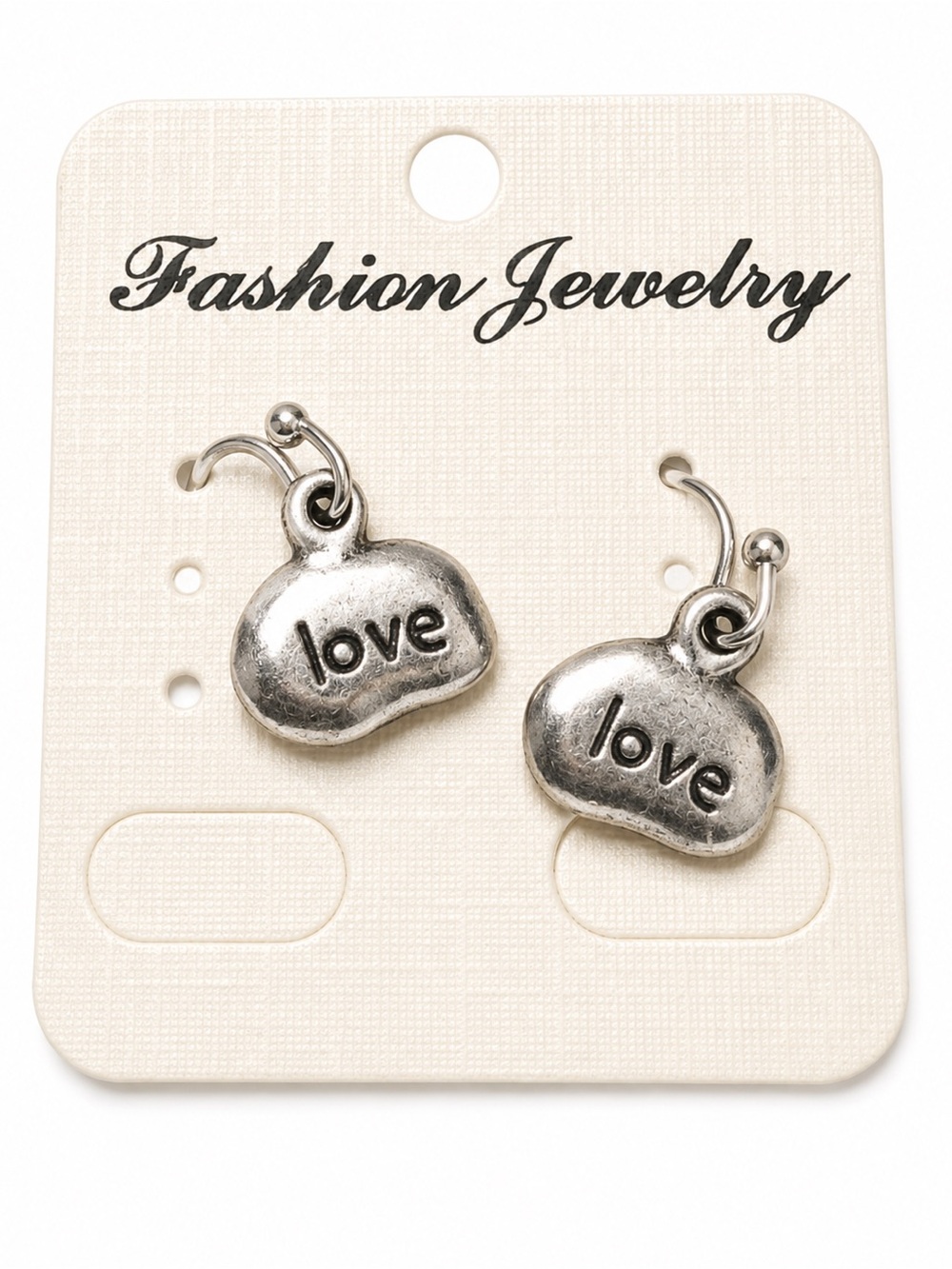Silver 'Love' Charm Earrings - Fashion Jewelry